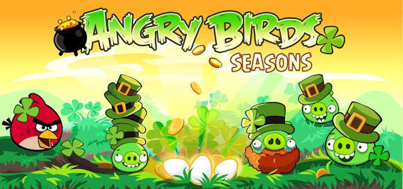 Angry Birds Seasons med Saint Patrick's Day-tema