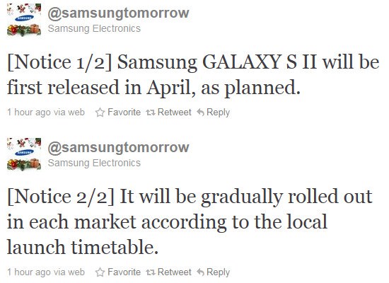 Galaxy S2, lansering, Twitter