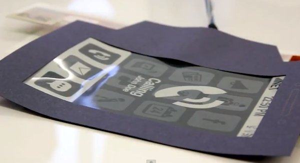 Mobilprototyp med flexibel skärm meddelar användaren genom att ändra form Mobilprototyp med flexibel skärm meddelar användaren genom att ändra form